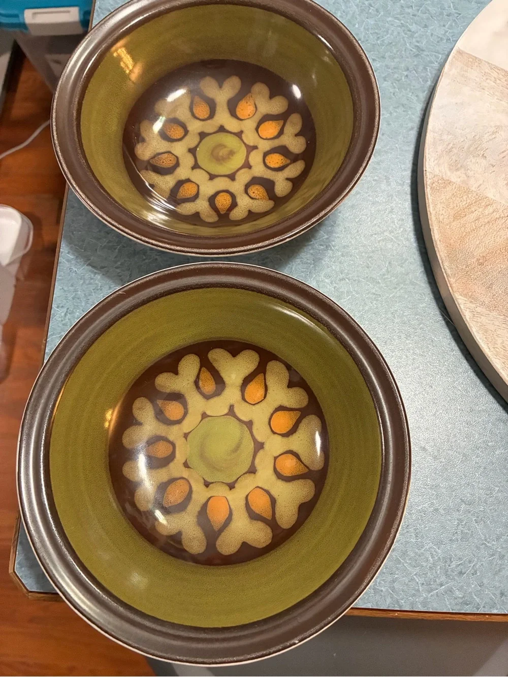 Electra Casual Ceram Stoneware Fiesta set of 2 Bowls Cereal Salad VTG